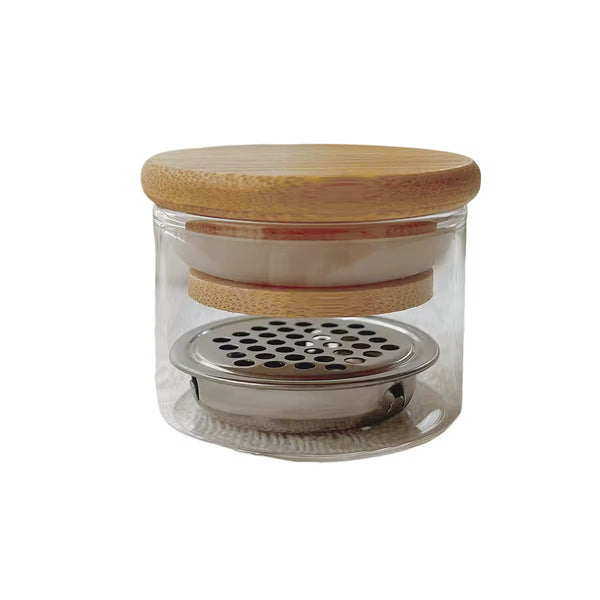 Wood Top Dappen Dish w/bottom grater for Cleaning