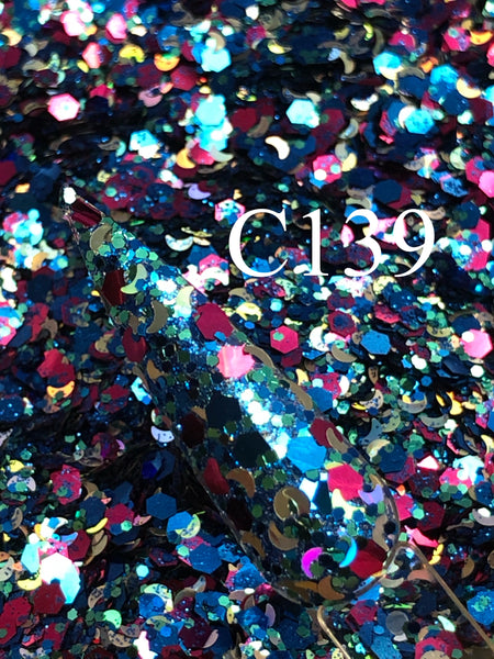 Glitter C139 Chunky Blue Raspberry & Moons